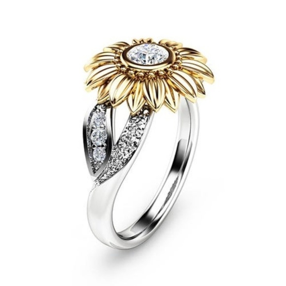 Exquisite Women's Floral Ring Round Sunflower sz7 - Picture 3 of 4